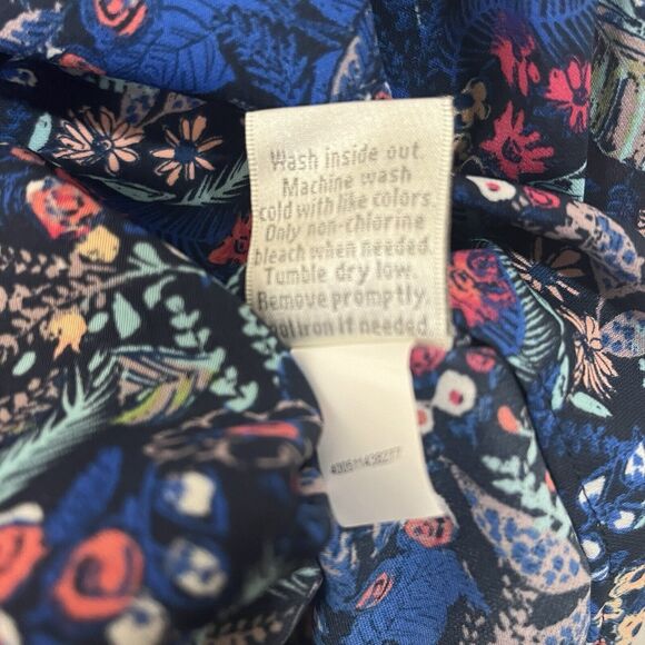 LC Lauren Conrad Blue Floral Cap Sleeve Blouse, Tie At Neck, Lightweight, Medium - Picture 11 of 11